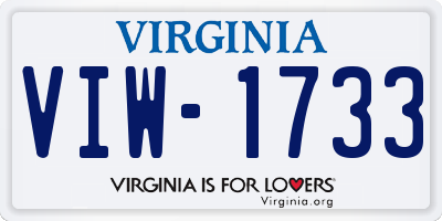 VA license plate VIW1733