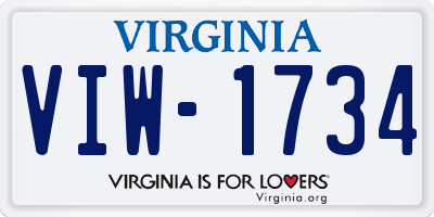 VA license plate VIW1734