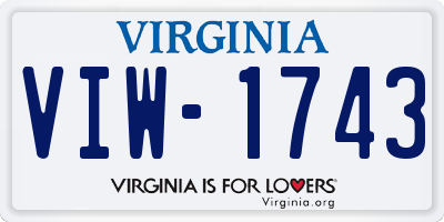 VA license plate VIW1743