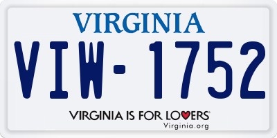 VA license plate VIW1752