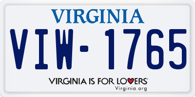 VA license plate VIW1765