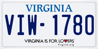 VA license plate VIW1780