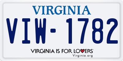 VA license plate VIW1782