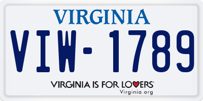 VA license plate VIW1789