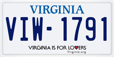 VA license plate VIW1791