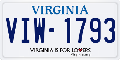 VA license plate VIW1793
