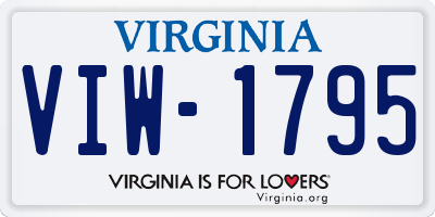 VA license plate VIW1795