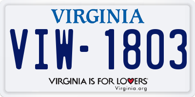VA license plate VIW1803