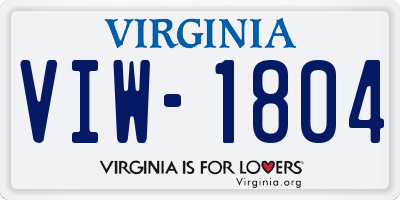 VA license plate VIW1804