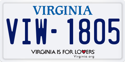 VA license plate VIW1805