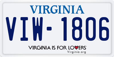 VA license plate VIW1806