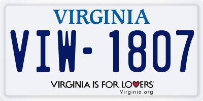 VA license plate VIW1807