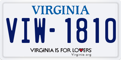 VA license plate VIW1810