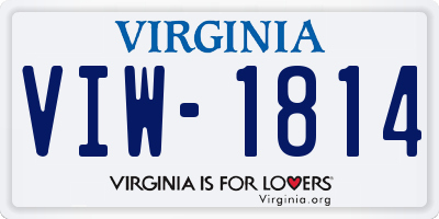 VA license plate VIW1814