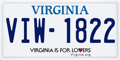 VA license plate VIW1822