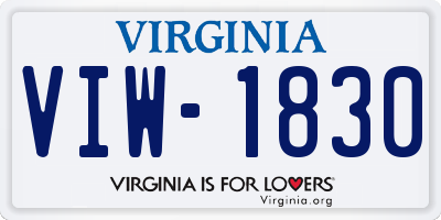 VA license plate VIW1830