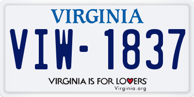 VA license plate VIW1837
