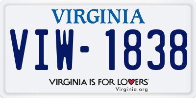 VA license plate VIW1838