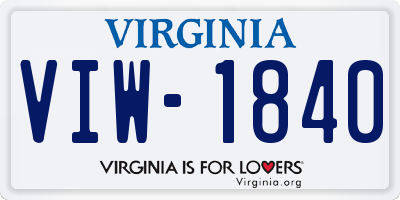 VA license plate VIW1840