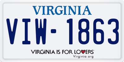 VA license plate VIW1863