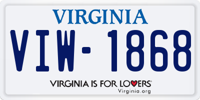 VA license plate VIW1868