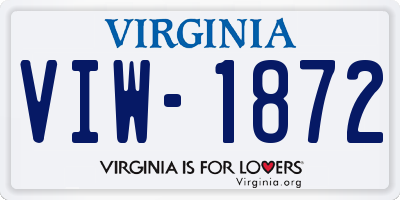 VA license plate VIW1872