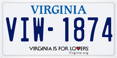 VA license plate VIW1874