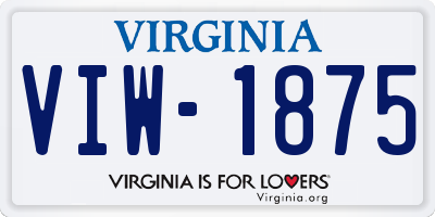 VA license plate VIW1875