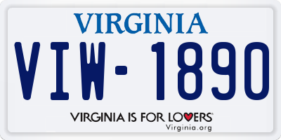 VA license plate VIW1890