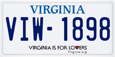 VA license plate VIW1898