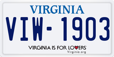VA license plate VIW1903