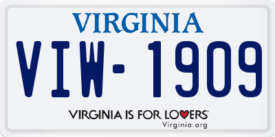 VA license plate VIW1909