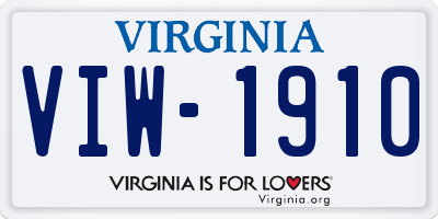 VA license plate VIW1910