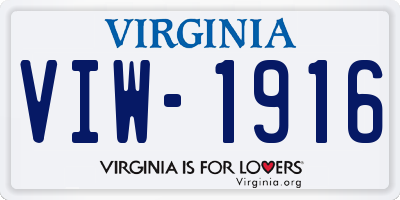 VA license plate VIW1916