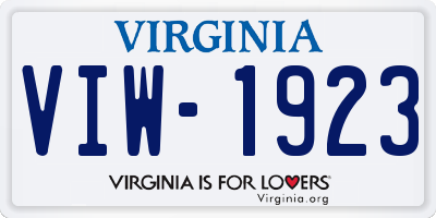 VA license plate VIW1923
