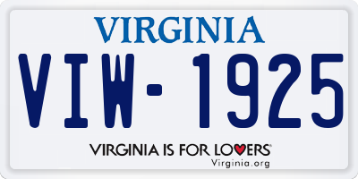 VA license plate VIW1925
