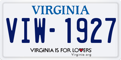 VA license plate VIW1927