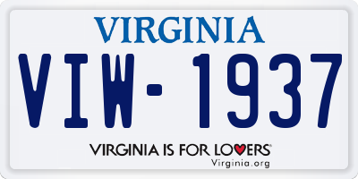 VA license plate VIW1937