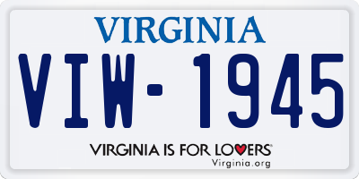 VA license plate VIW1945