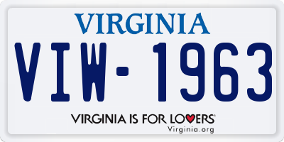 VA license plate VIW1963