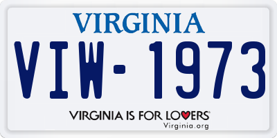 VA license plate VIW1973