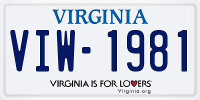 VA license plate VIW1981