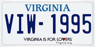 VA license plate VIW1995
