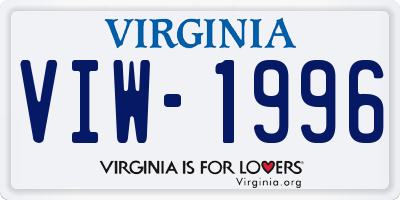 VA license plate VIW1996