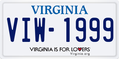 VA license plate VIW1999
