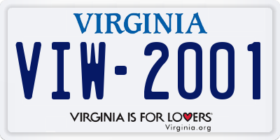 VA license plate VIW2001