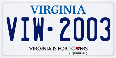 VA license plate VIW2003