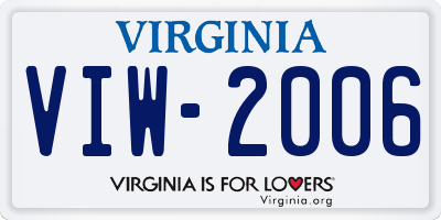 VA license plate VIW2006