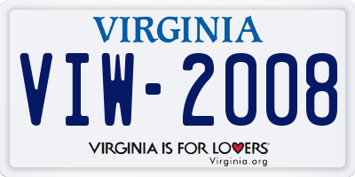 VA license plate VIW2008