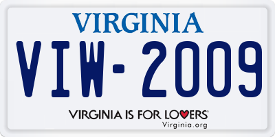 VA license plate VIW2009